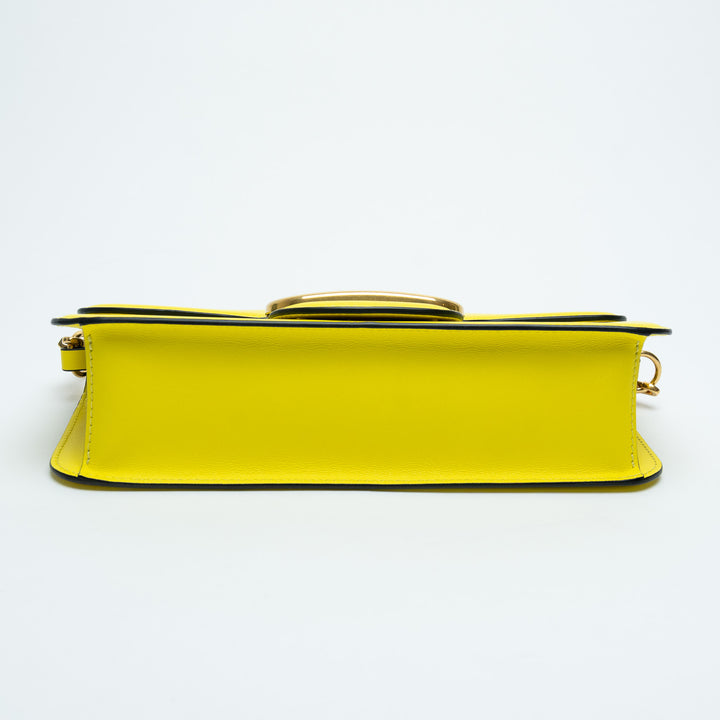 Valentino Lemon Yellow Calf Leather Loco East West Large Shoulder Bag