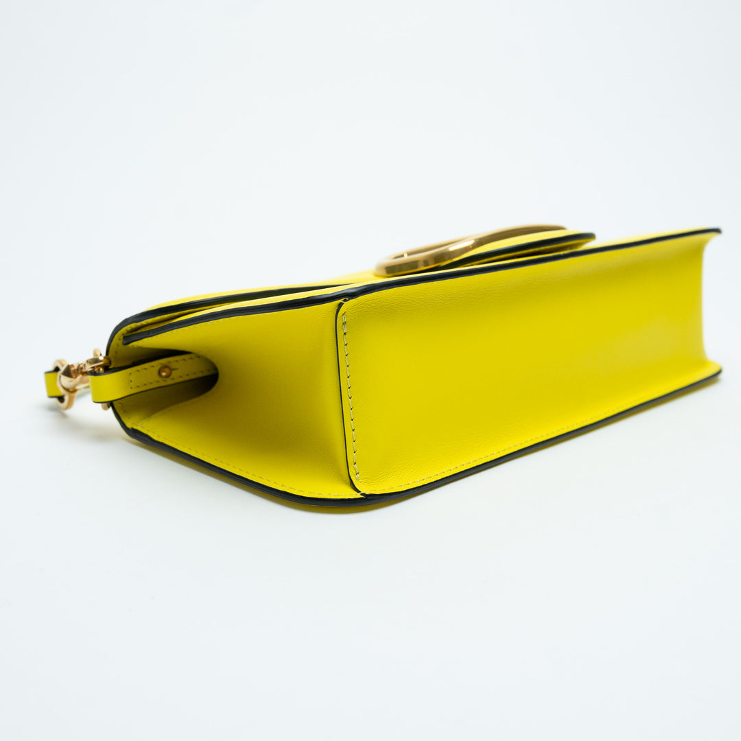 Valentino Lemon Yellow Calf Leather Loco East West Large Shoulder Bag
