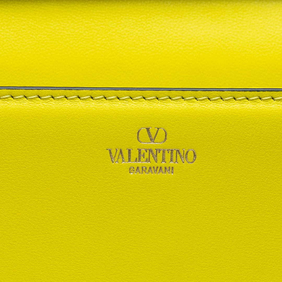 Valentino Lemon Yellow Calf Leather Loco East West Large Shoulder Bag