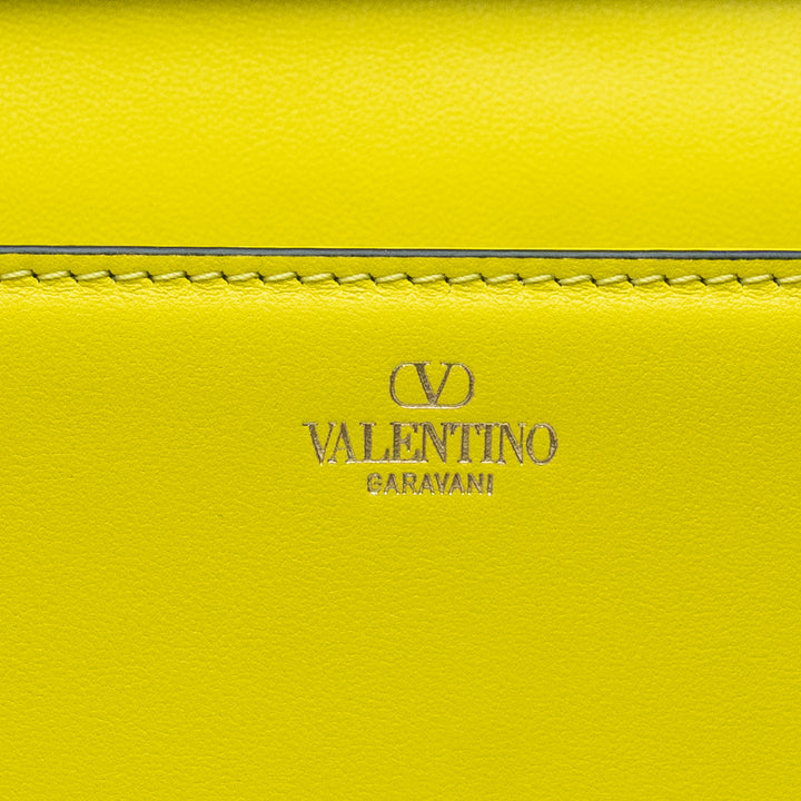 Valentino Lemon Yellow Calf Leather Loco East West Large Shoulder Bag