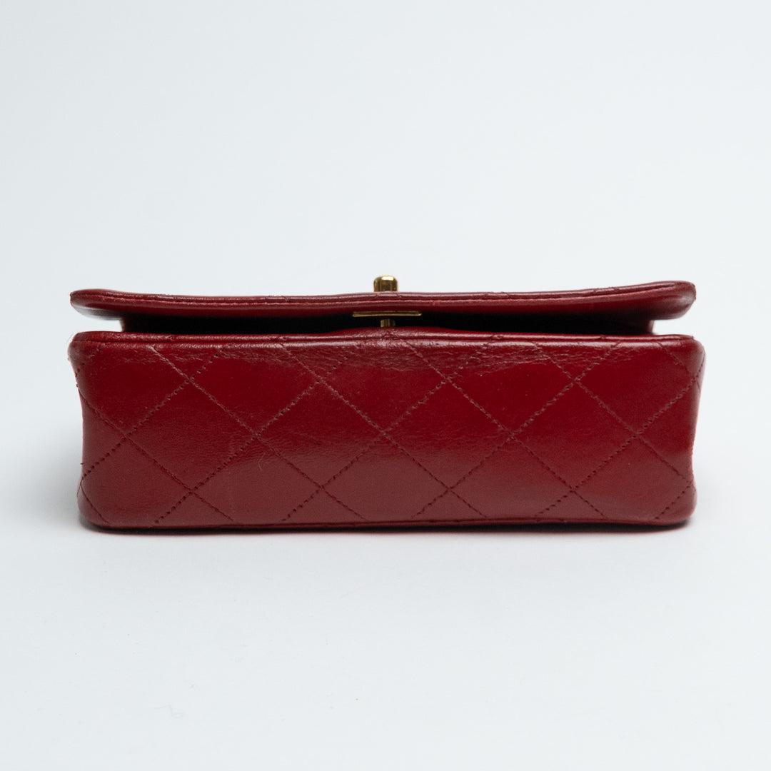 Pre-Loved Chanel™ Red Quilted Calfskin Leather Vintage Mini Flap Bag