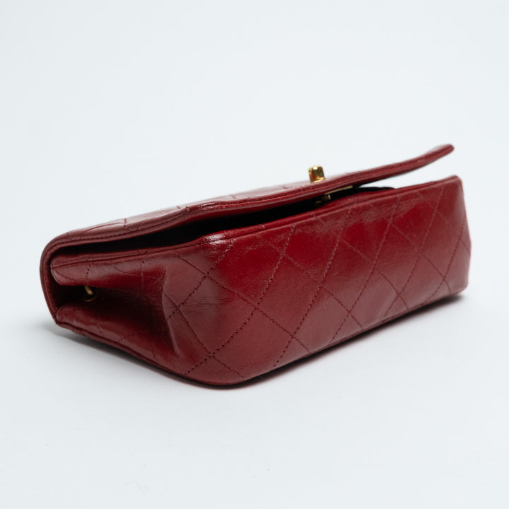 Pre-Loved Chanel™ Red Quilted Calfskin Leather Vintage Mini Flap Bag