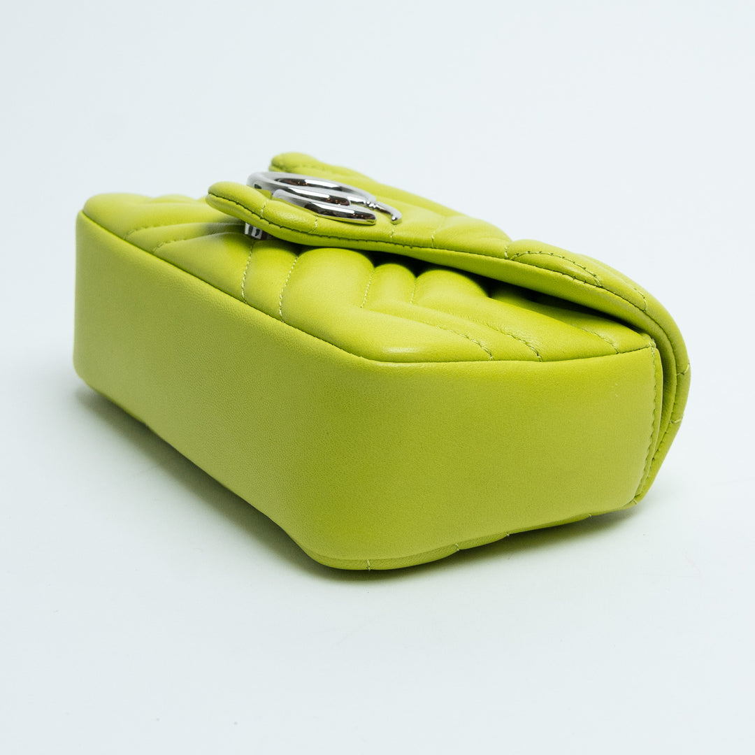 Gucci Pistachio Green Matelasse Lambskin GG Marmont Mini Bag