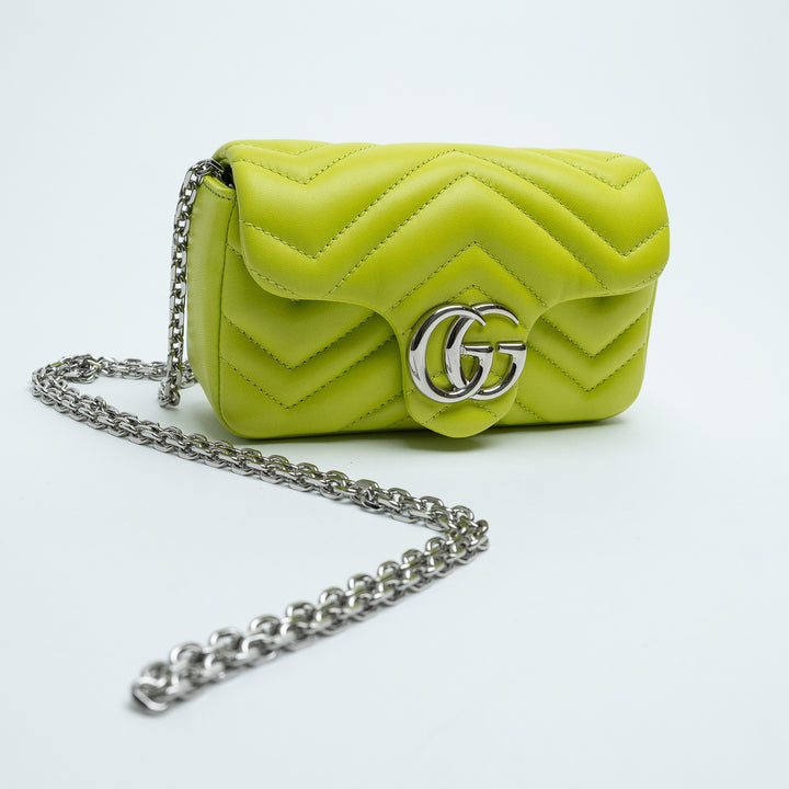 Gucci Pistachio Green Matelasse Lambskin GG Marmont Mini Bag