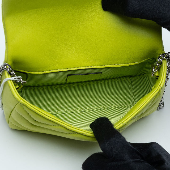 Gucci Pistachio Green Matelasse Lambskin GG Marmont Mini Bag