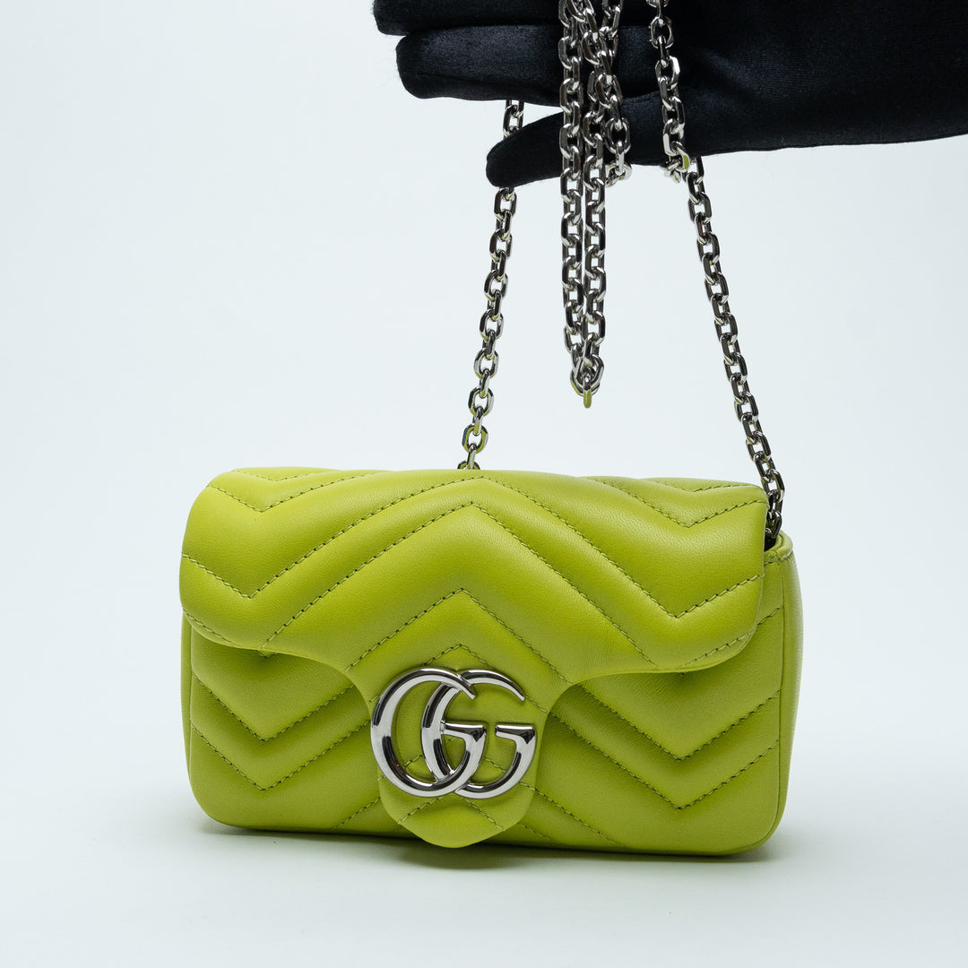Gucci Pistachio Green Matelasse Lambskin GG Marmont Mini Bag