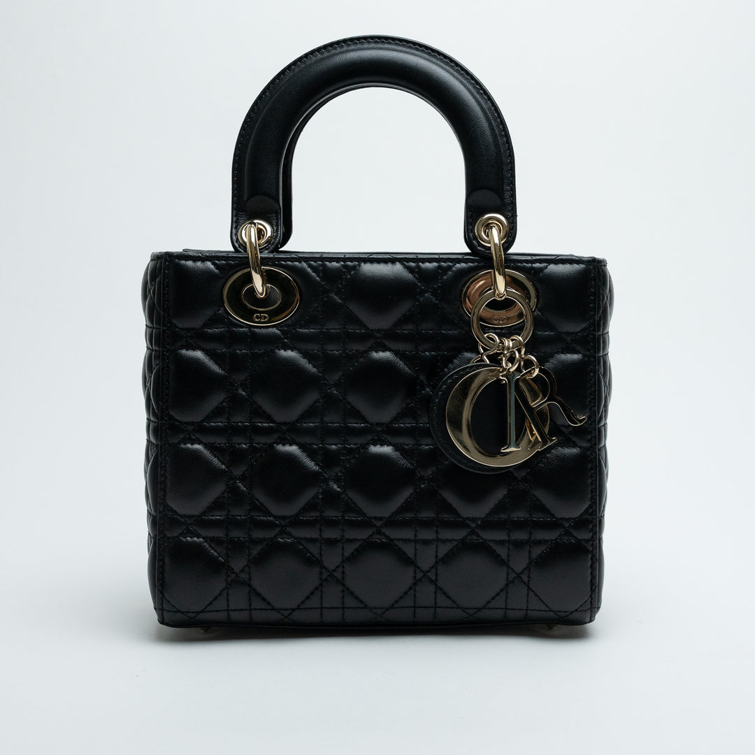 Dior Black Cannage Quilted Lambskin Small Lady Dior Bag