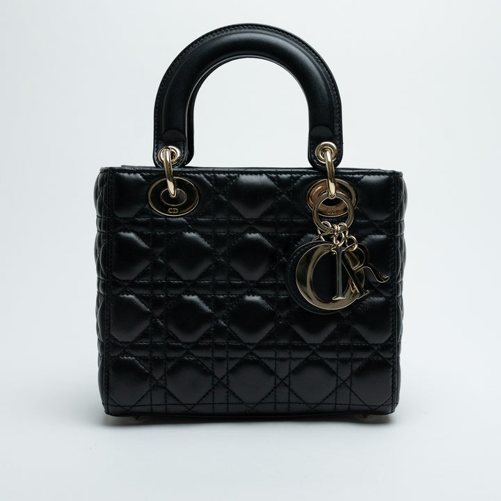 Dior Black Cannage Quilted Lambskin Small Lady Dior Bag