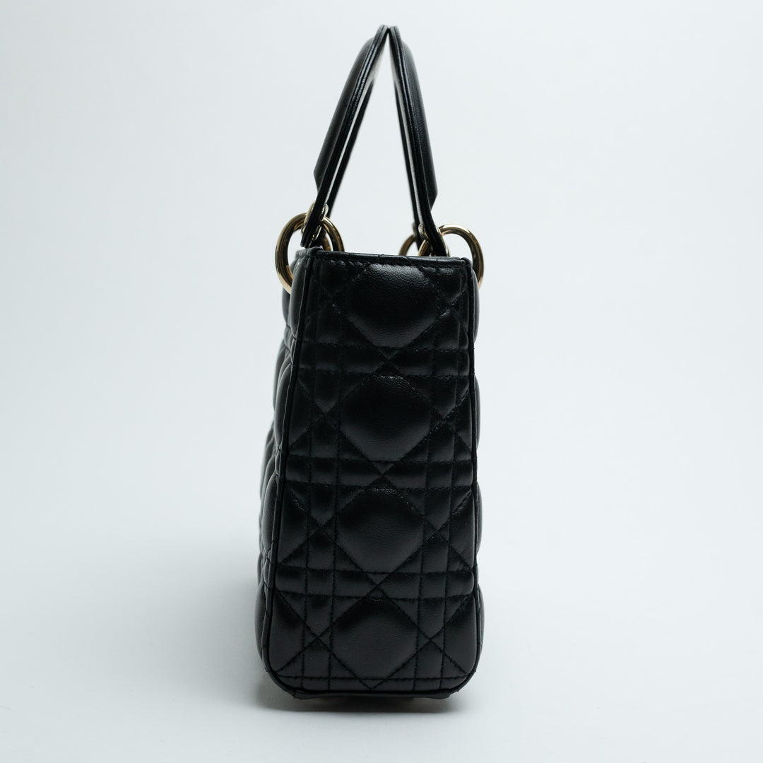 Dior Black Cannage Quilted Lambskin Small Lady Dior Bag