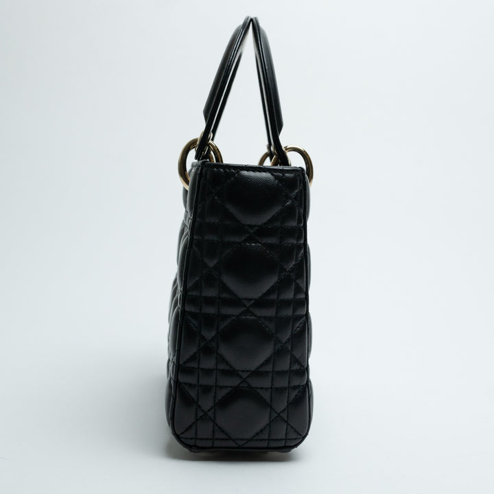 Dior Black Cannage Quilted Lambskin Small Lady Dior Bag