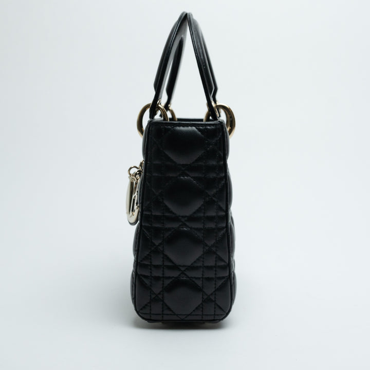 Dior Black Cannage Quilted Lambskin Small Lady Dior Bag