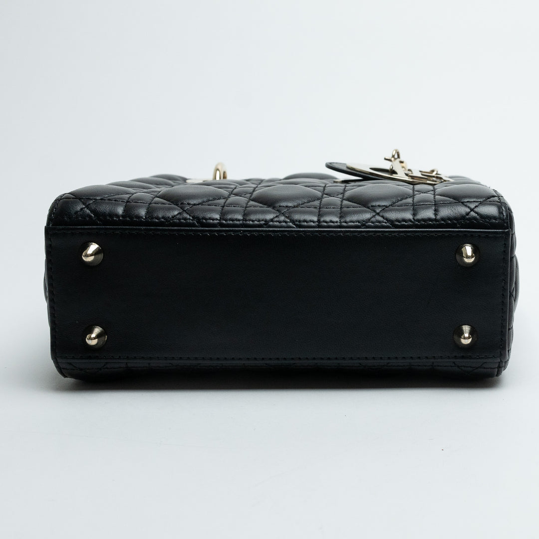 Dior Black Cannage Quilted Lambskin Small Lady Dior Bag
