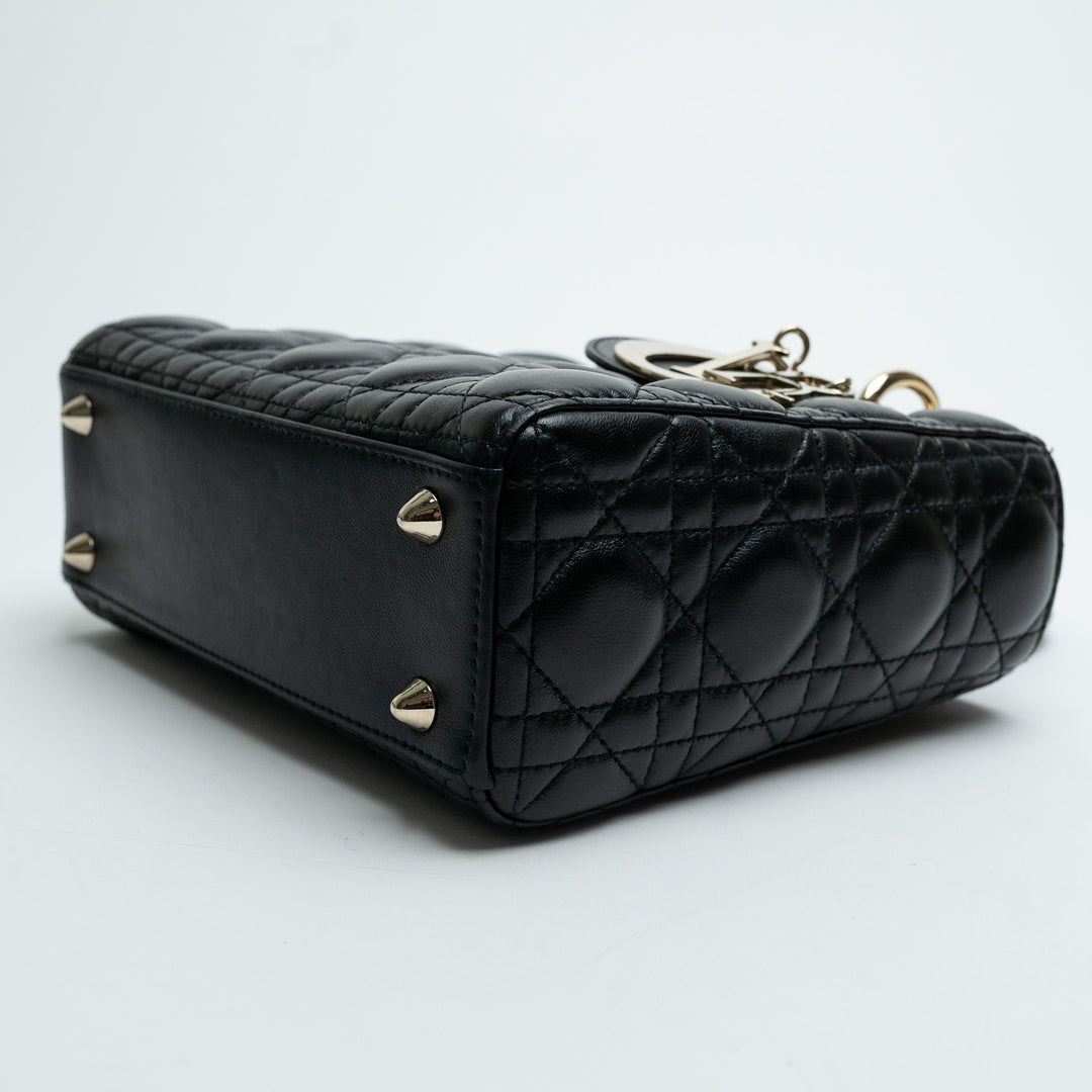 Dior Black Cannage Quilted Lambskin Small Lady Dior Bag