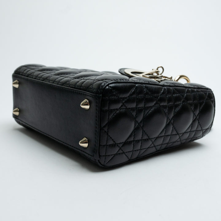 Dior Black Cannage Quilted Lambskin Small Lady Dior Bag