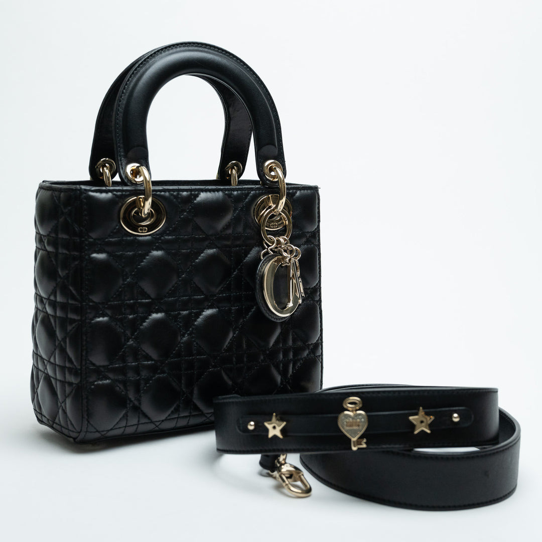 Dior Black Cannage Quilted Lambskin Small Lady Dior Bag