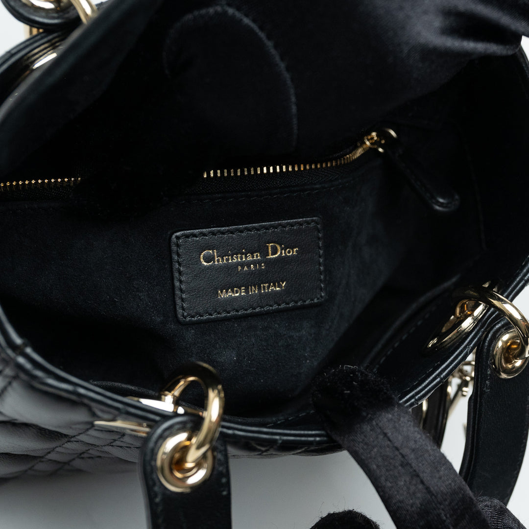Dior Black Cannage Quilted Lambskin Small Lady Dior Bag