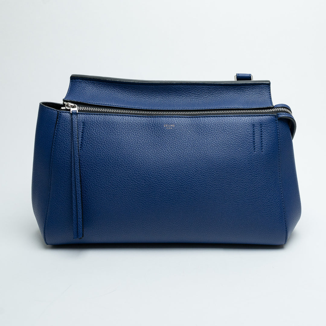 Celine Blue Grained Calfskin Leather Medium Edge bag