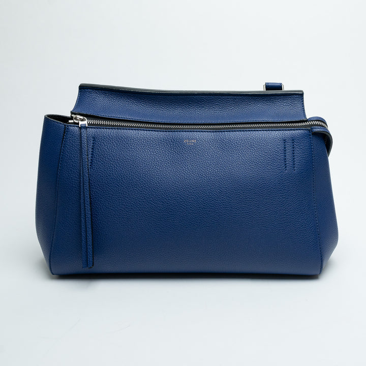 Celine Blue Grained Calfskin Leather Medium Edge bag