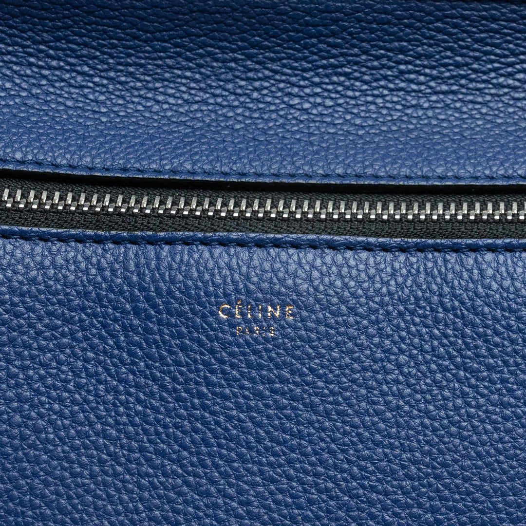 Celine Blue Grained Calfskin Leather Medium Edge bag