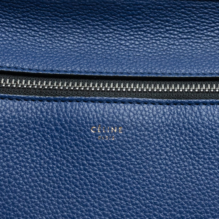 Celine Blue Grained Calfskin Leather Medium Edge bag