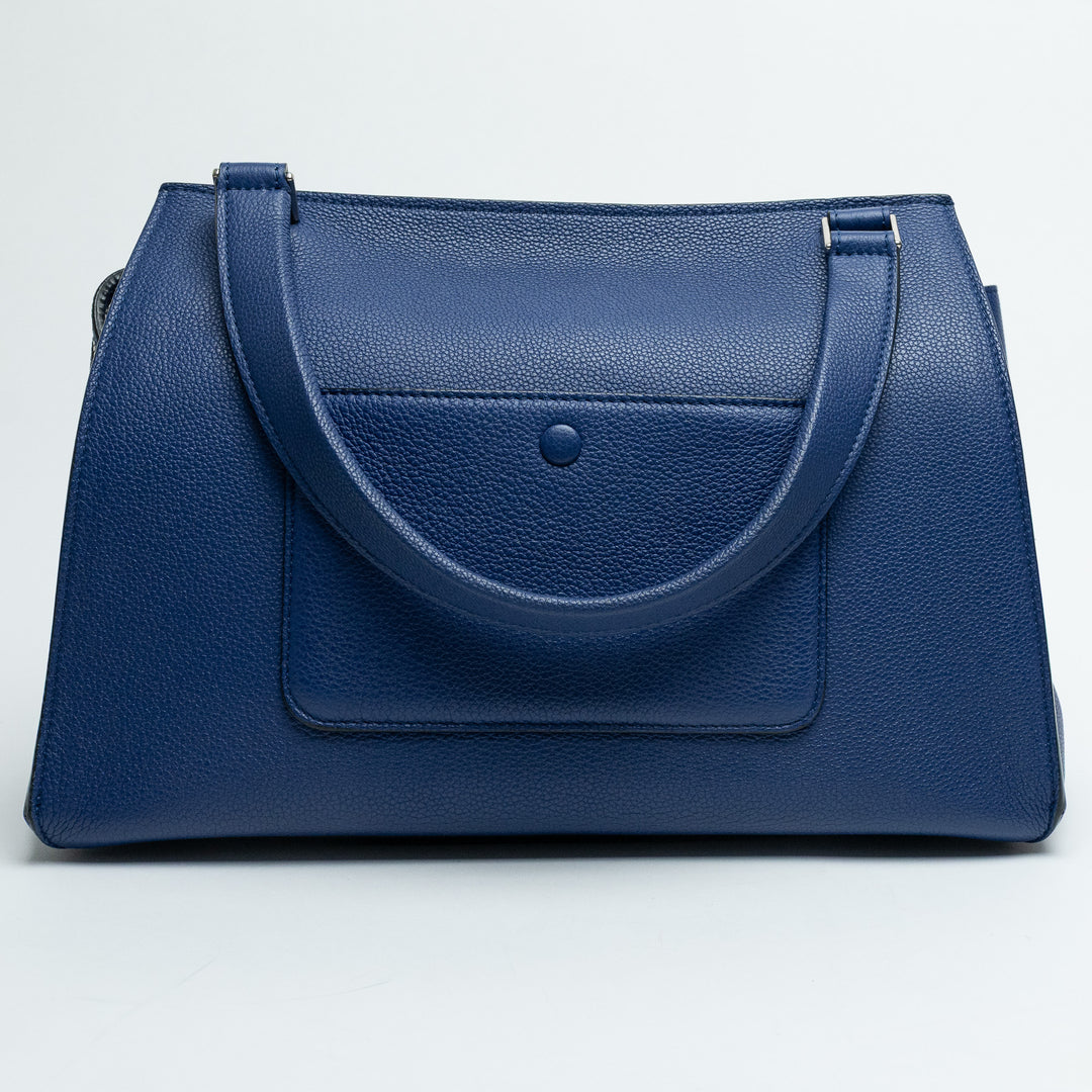 Celine Blue Grained Calfskin Leather Medium Edge bag