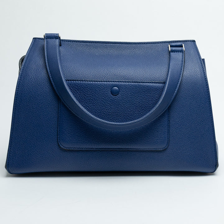 Celine Blue Grained Calfskin Leather Medium Edge bag
