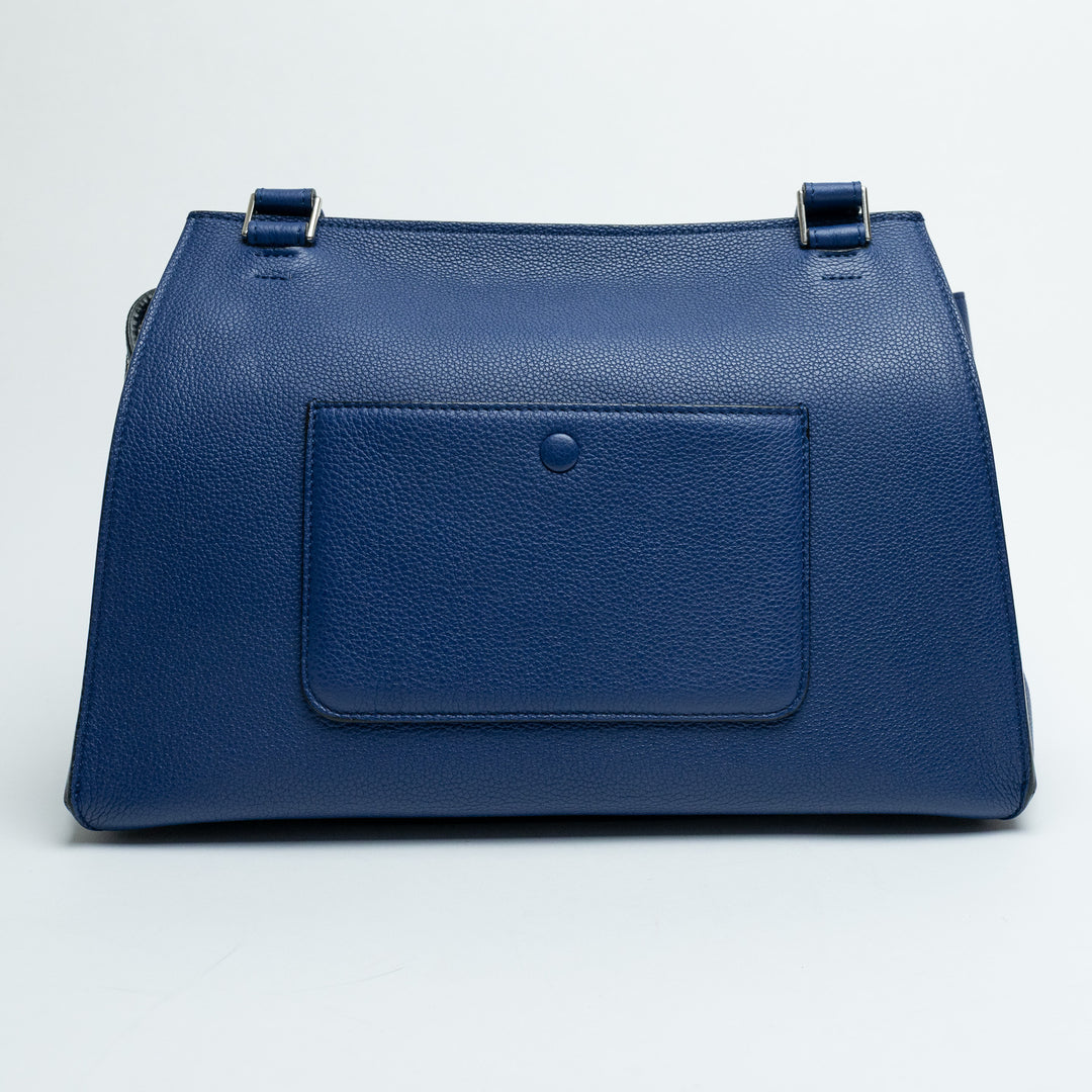 Celine Blue Grained Calfskin Leather Medium Edge bag
