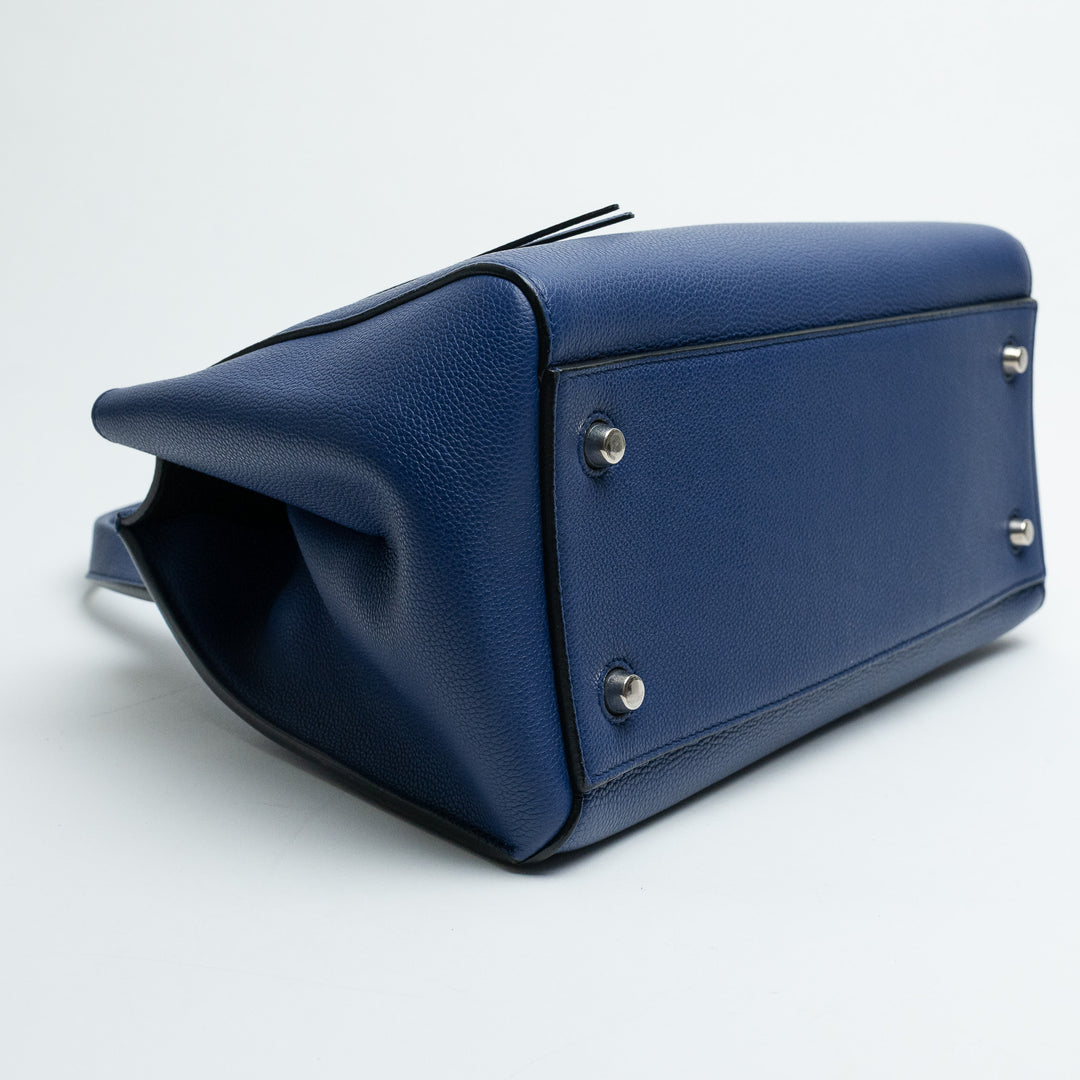 Celine Blue Grained Calfskin Leather Medium Edge bag