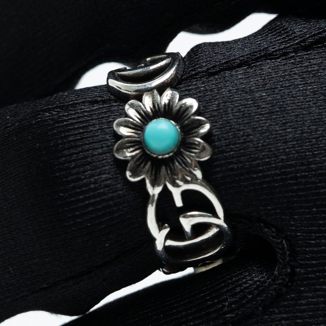Gucci Sterling Silver GG Marmont Flower Ring Size 15