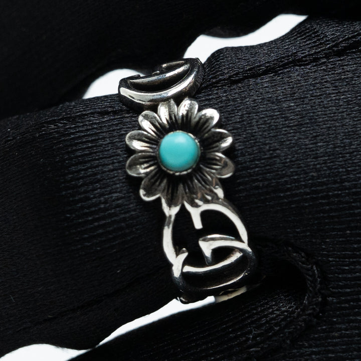Gucci Sterling Silver GG Marmont Flower Ring Size 15