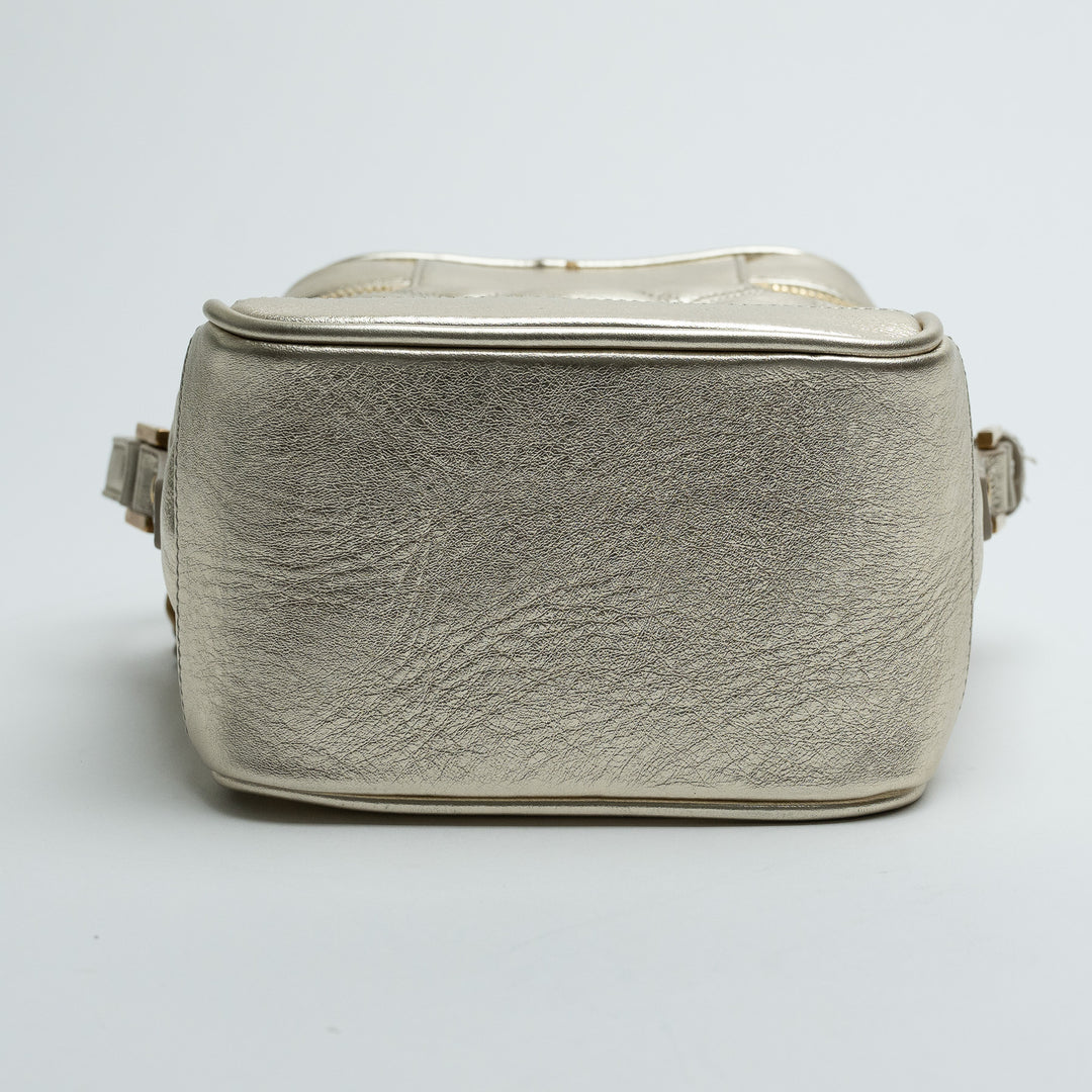 Saint Laurent Metallic Gold Leather Quilted Vanity Bag