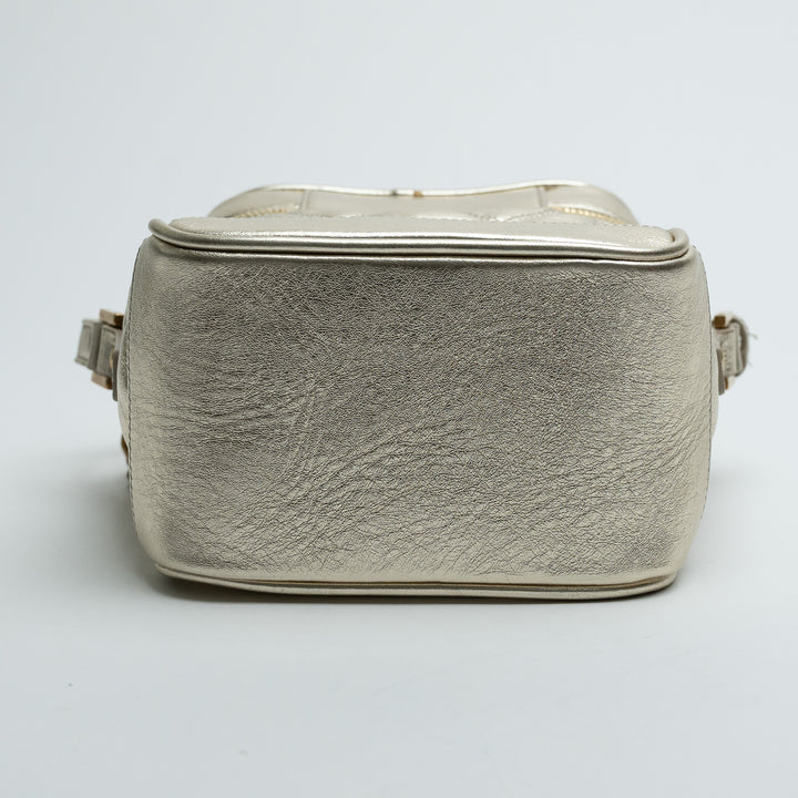 Saint Laurent Metallic Gold Leather Quilted Vanity Bag