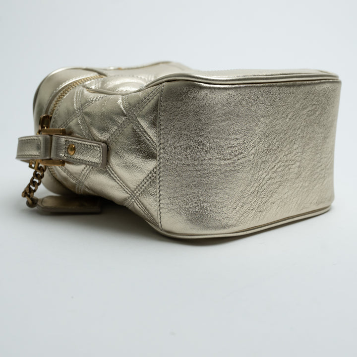 Saint Laurent Metallic Gold Leather Quilted Vanity Bag