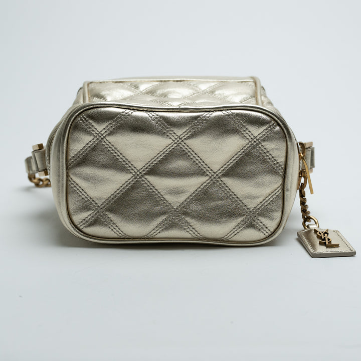 Saint Laurent Metallic Gold Leather Quilted Vanity Bag