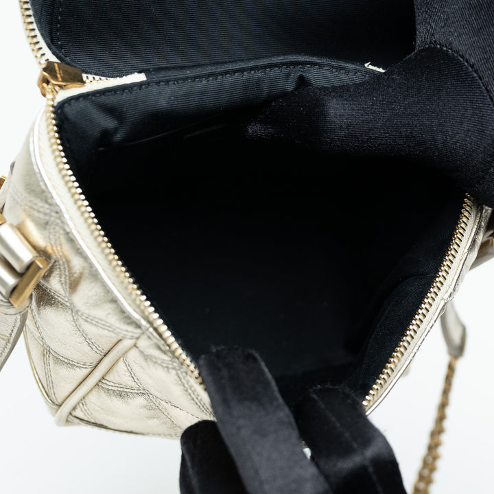 Saint Laurent Metallic Gold Leather Quilted Vanity Bag