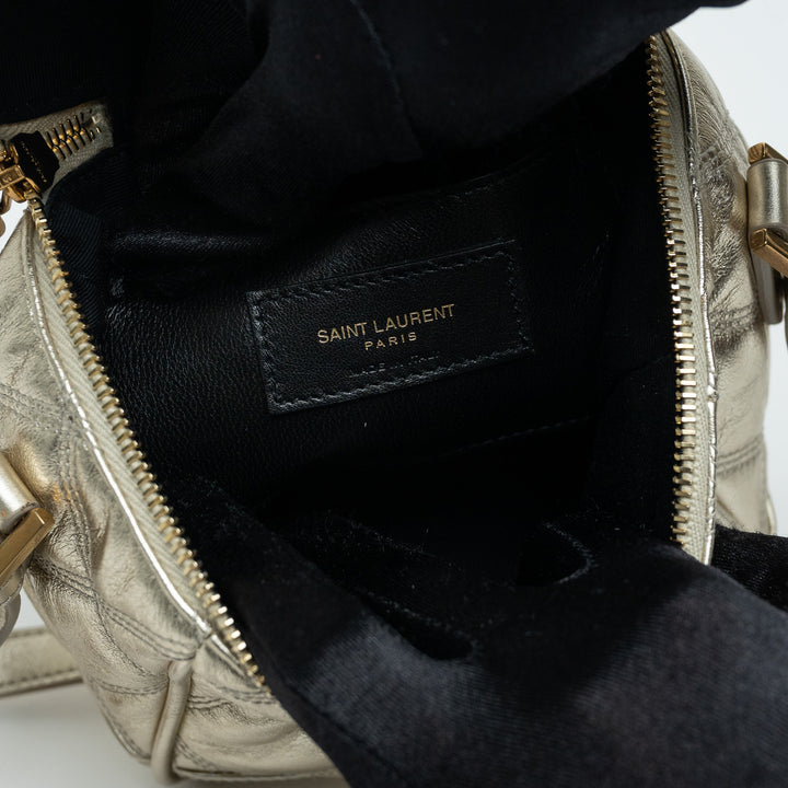 Saint Laurent Metallic Gold Leather Quilted Vanity Bag