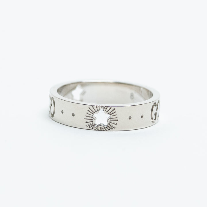 Gucci 18K White Gold Link to Love Ring Size 4.5