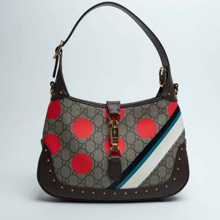 Gucci GG Supreme Canvas Studded Jackie 1961 Bag with Printed Design