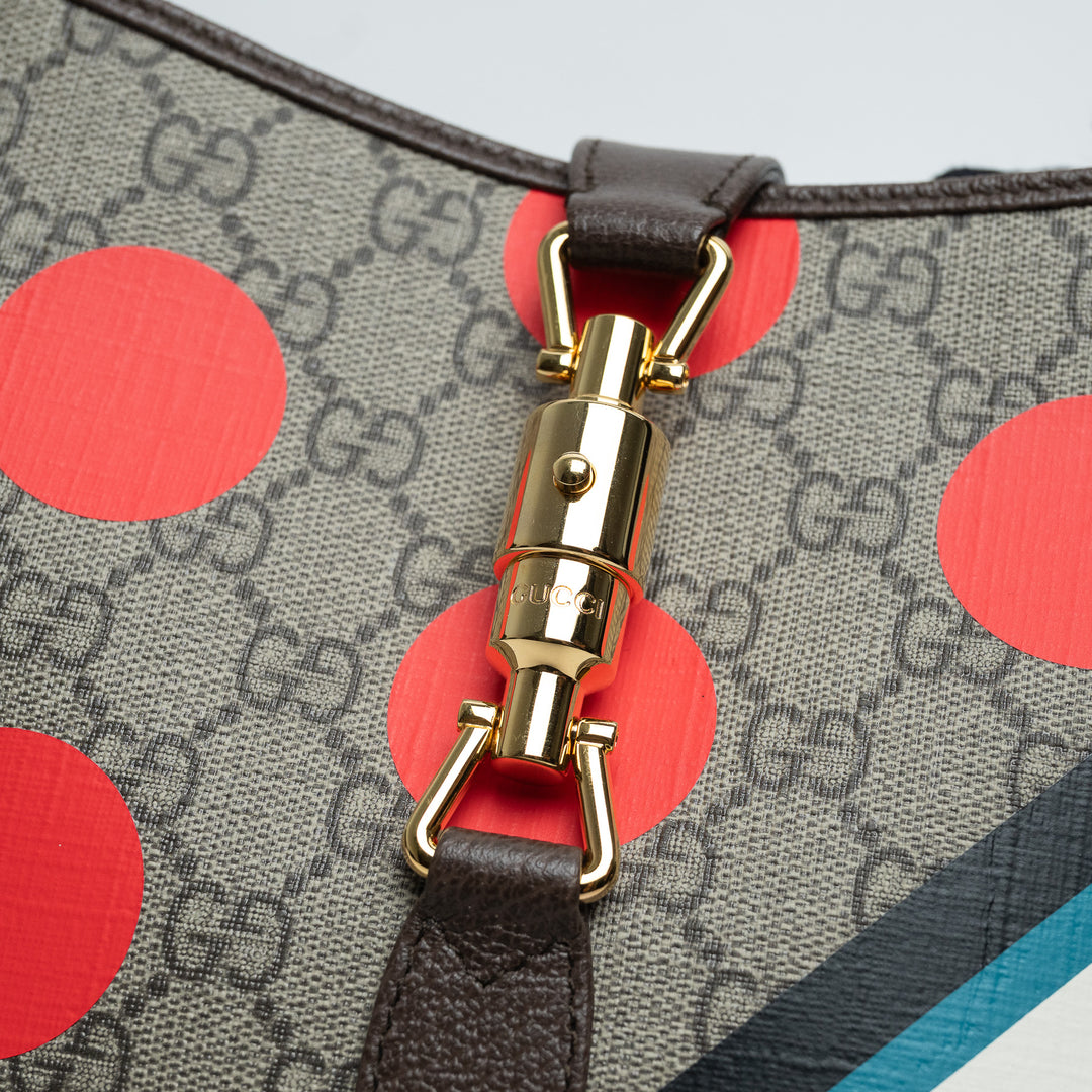 Gucci GG Supreme Canvas Studded Jackie 1961 Bag with Printed Design