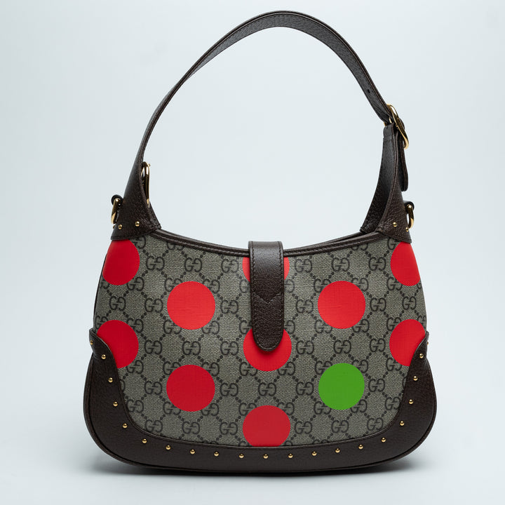 Gucci GG Supreme Canvas Studded Jackie 1961 Bag with Printed Design