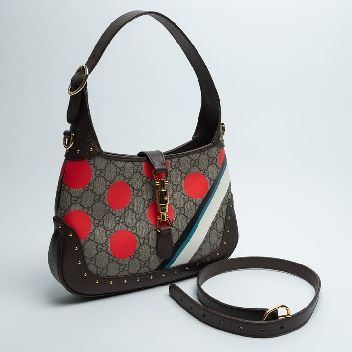 Gucci GG Supreme Canvas Studded Jackie 1961 Bag with Printed Design