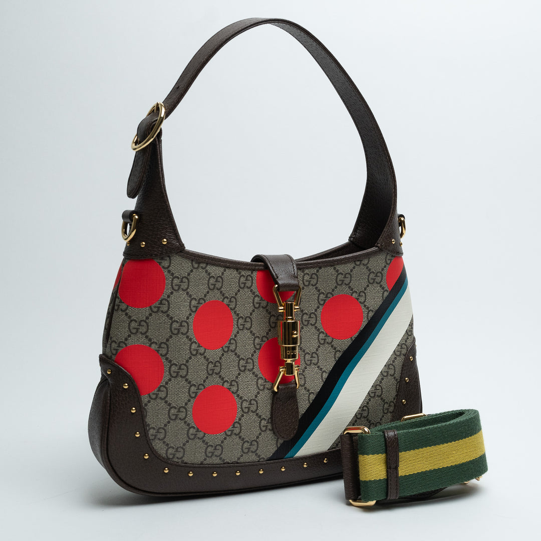 Gucci GG Supreme Canvas Studded Jackie 1961 Bag with Printed Design