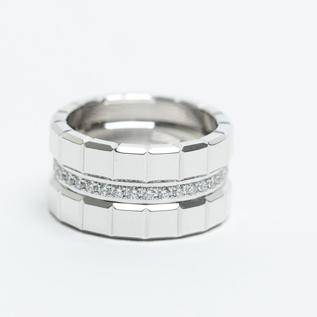 Chopard 18K White Gold Large Ice Cube Diamond Ring Size 50