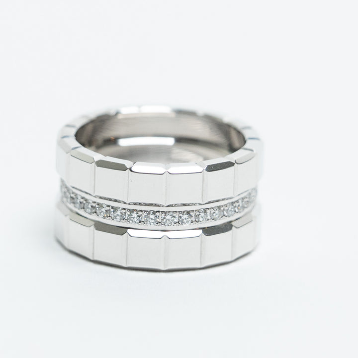 Chopard 18K White Gold Large Ice Cube Diamond Ring Size 50