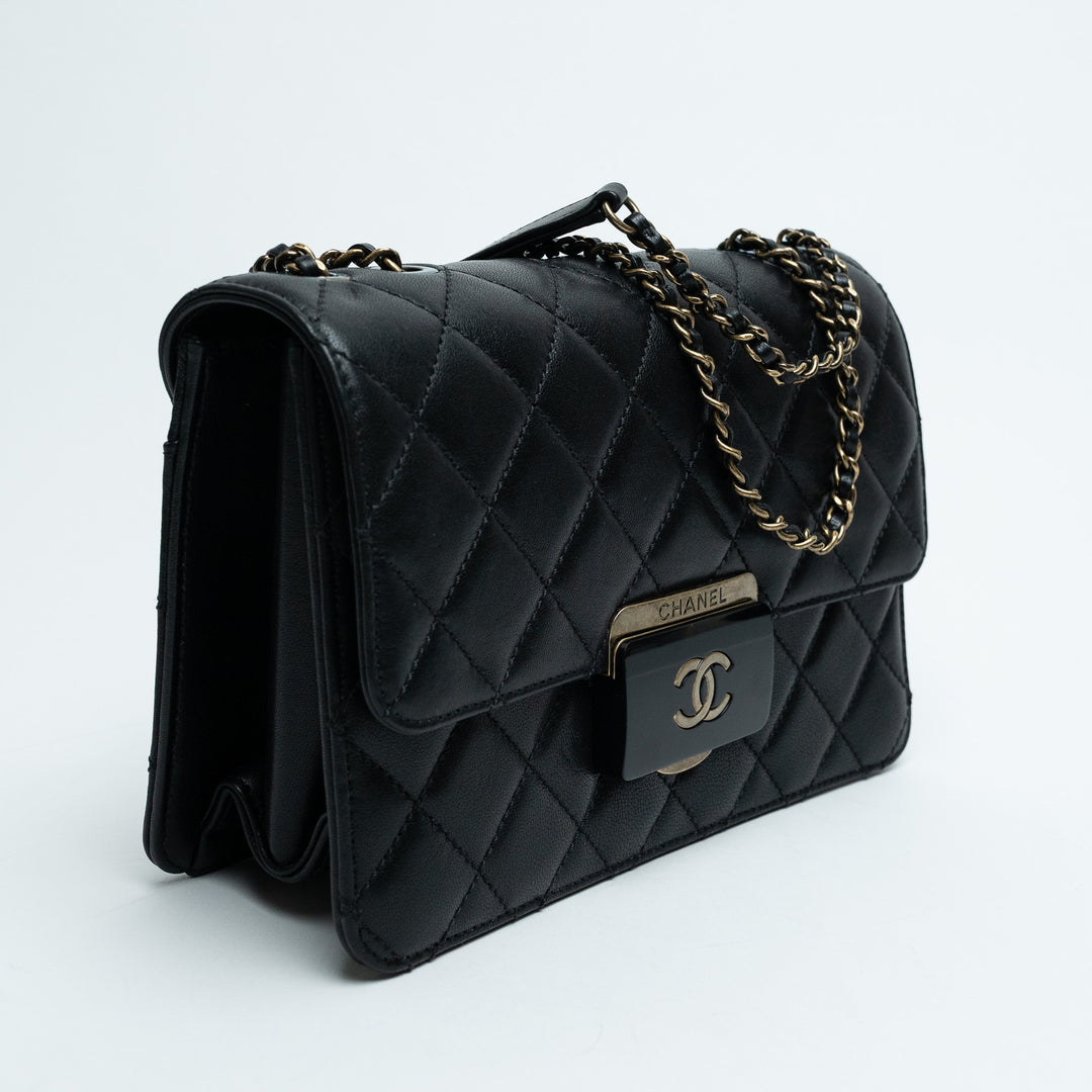 Pre-Loved Chanel™ Black Quilted Calfskin Leather Beauty Lock Flap Bag