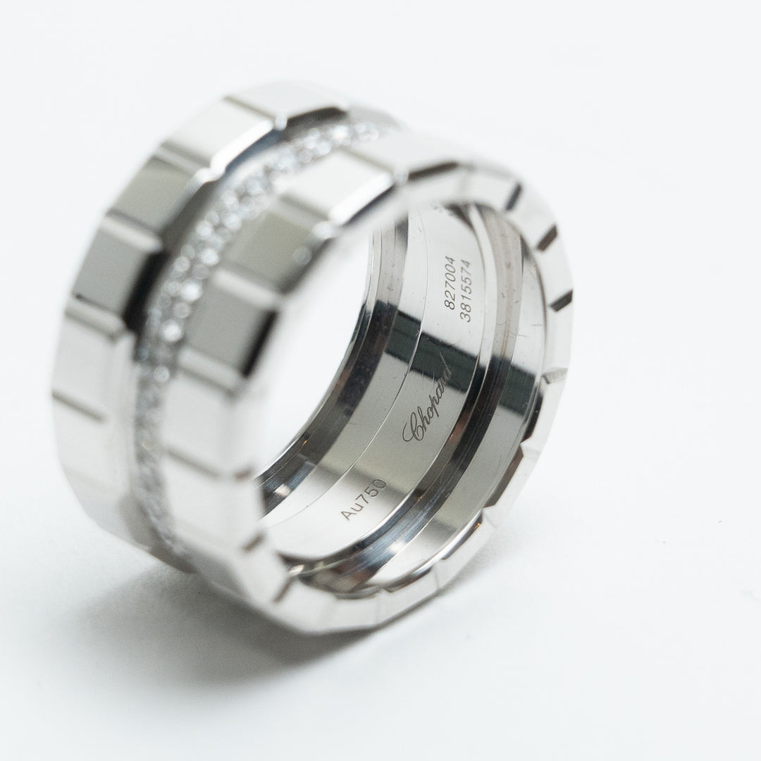 Chopard 18K White Gold Large Ice Cube Diamond Ring Size 50