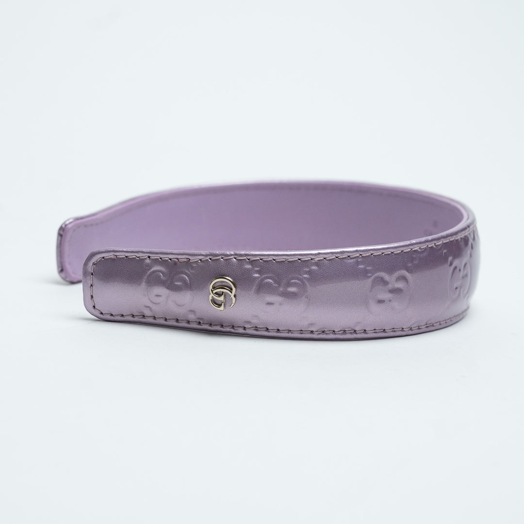 Gucci Lilac Patent Leather GG Monogram Embossed Headband