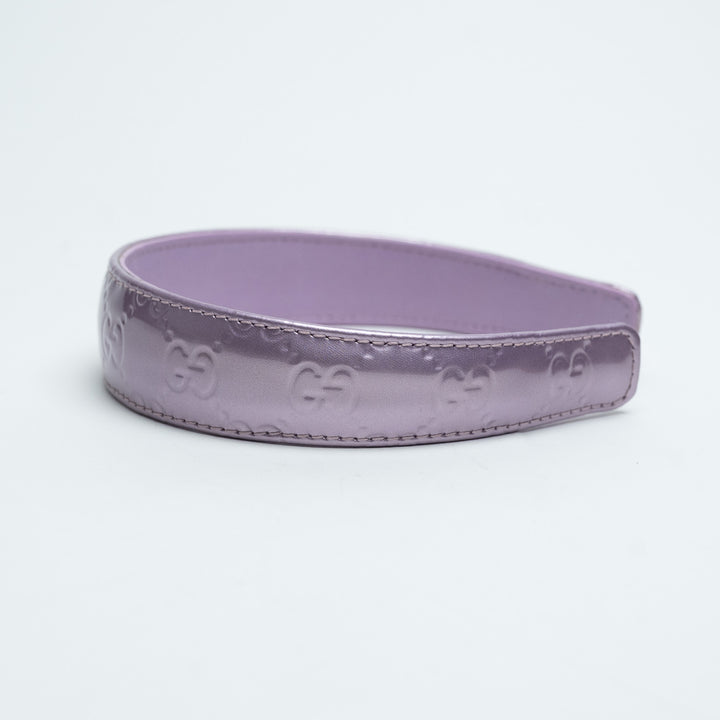 Gucci Lilac Patent Leather GG Monogram Embossed Headband