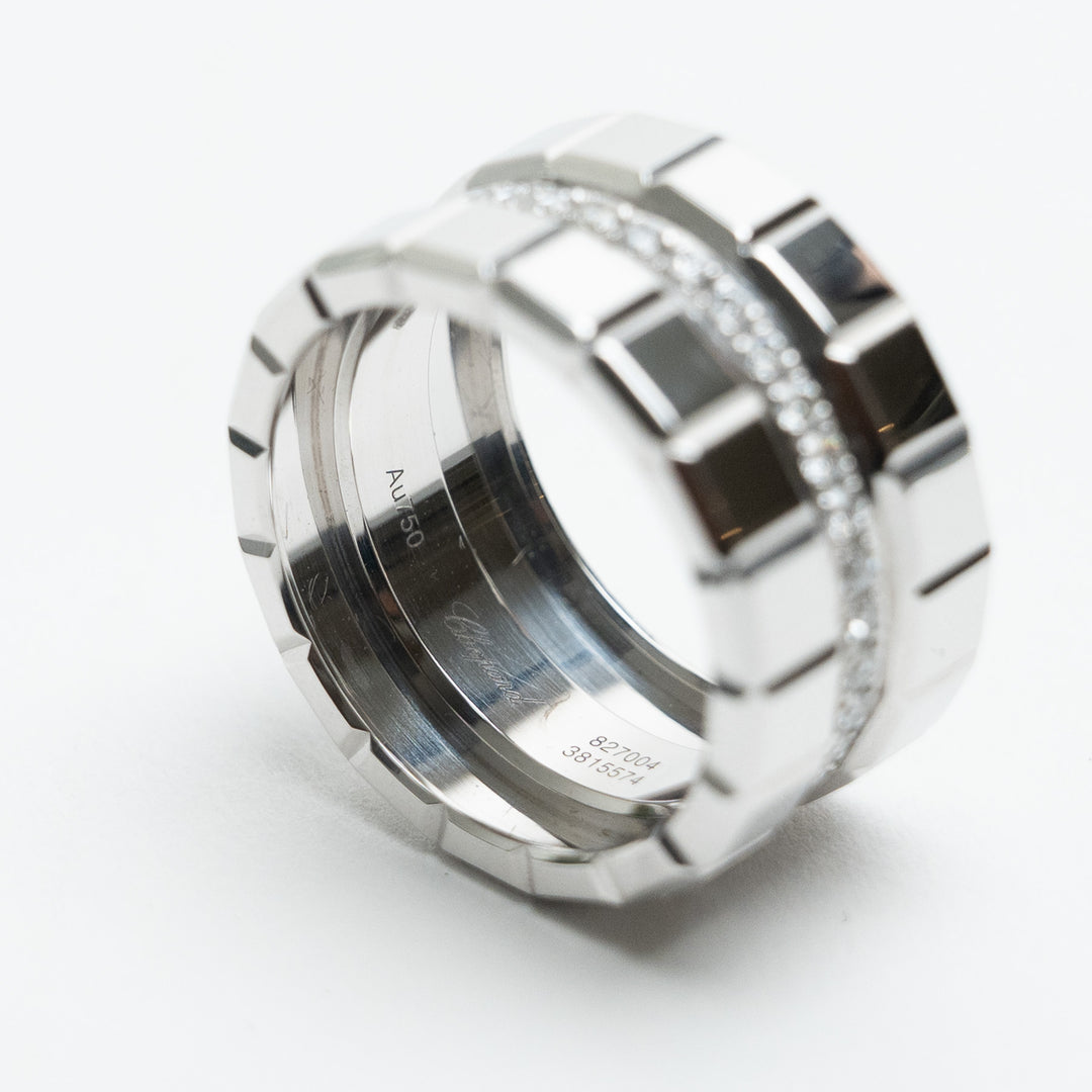 Chopard 18K White Gold Large Ice Cube Diamond Ring Size 50