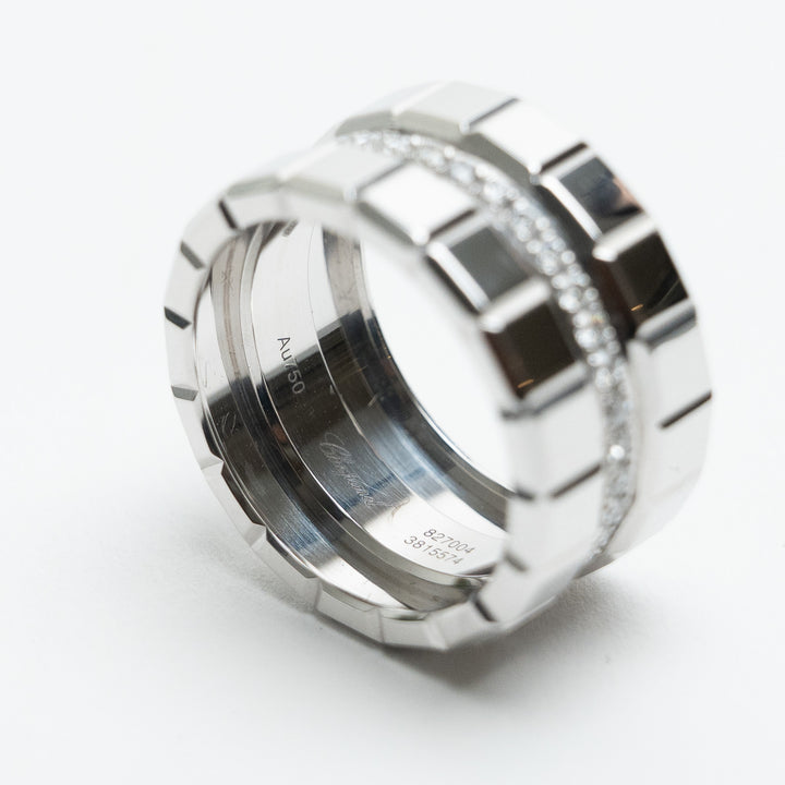 Chopard 18K White Gold Large Ice Cube Diamond Ring Size 50